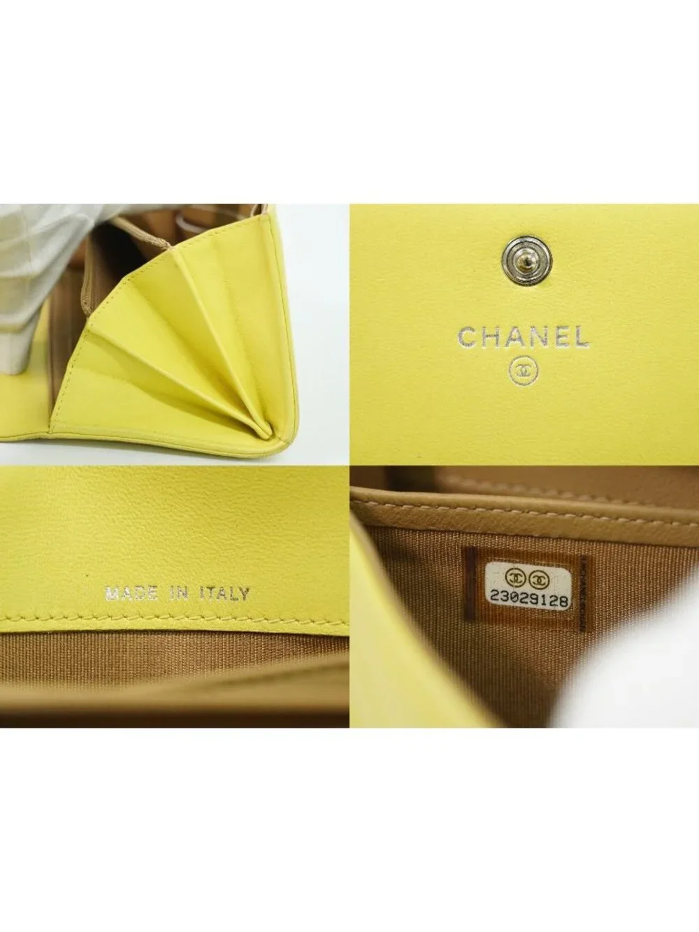Chanel CC Logo Wallet Leather Yellow